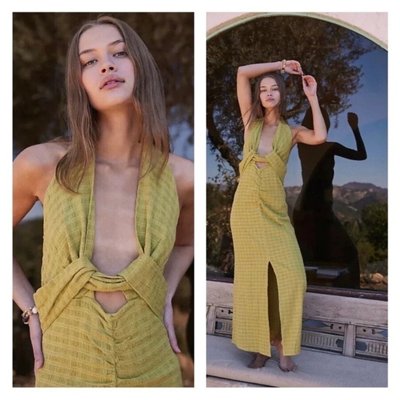 Free People Dresses & Skirts - Free People Nya Maxi Green Cutout Dress